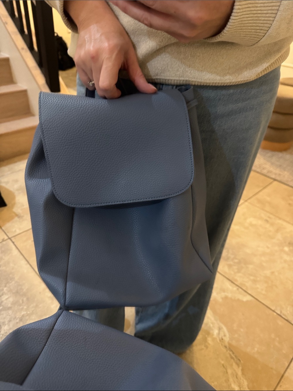 Minimalist Women's Backpack Bag in Slate Blue